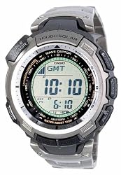 Casio Men's PAW1300T-7V Pathfinder Multi-Band Solar Atomic Silver Watch