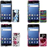 iNcido Brand Samsung i997/Infuse 4G Combo Blue Flower + Red Flower on White ....