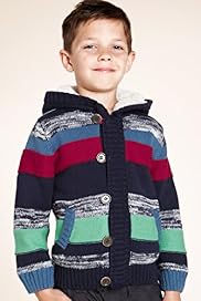 Pure Cotton Hooded Striped Cardigan