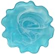 Colorful Recycled Art Glass Aqua Blue Wave Rim Plate 13.75"D