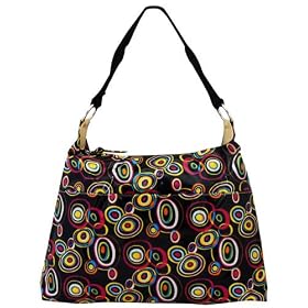 Black Multi Color Circle Hobo Shoulder Handbag Bag Purse