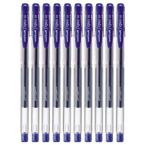 Uni-ball Signo Dx Um-100 Gel Ink Pen - 0.5 Mm - 10 Pcs - Uni Mitsubishi Pencil(Blue)