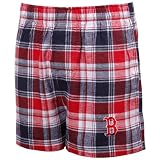 NCAA Boston Red Sox Navy Blue-Red Plaid Legend Flannel Boxer Shorts (X-Large)