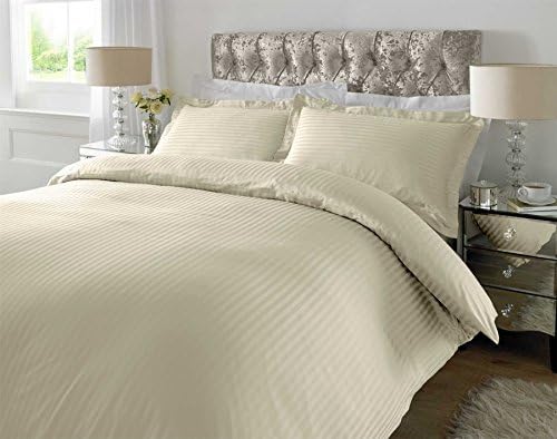 Solretail Luxury 100% Cotton Ivory Striped Single Duvet Cover Set by Solretail Bedding