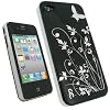 igadgitz Hartschalentasche Hardcase Schutzh�lle H�lle Tasche Case in Schwarz mit Motif silberne Schmetterlinge f�r iPhone 4 HD 16gb & 32gb + Display Schutzfolie