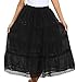 Sakkas Solid Embroidered Crochet Lace Trim Gypsy Bohemian Mid Length Cotton Skirt