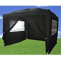 Heavy Duty 100% Waterproof 3m x 3m Gazebo Marquee Awning Party Tent Canopy Black 260g Polyster Steel Frame