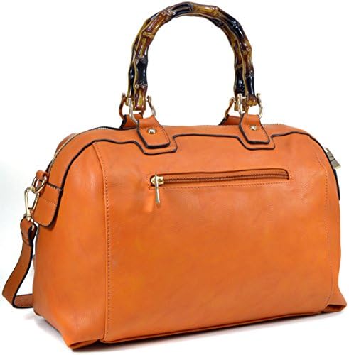 Rhinestone Studded Bamboo Handle Flat Bottom Bag with Shoulder Strap