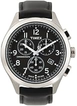 Timex Men's T Series Chronograph Black Leather Strap Watch #T2M467