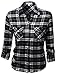 Awesome21 Women's Flannel Plaid Checker Roll Up Sleeves Button Down Shirt