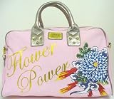 Authentic Ed Hardy Large Samantha Canvas & Leather Travel Bag - Pink