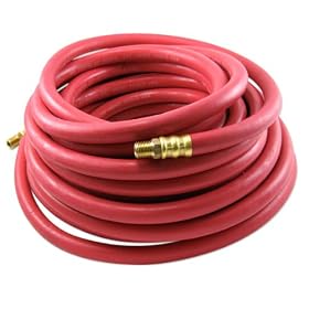 Heavy-Duty Rubber 3/8-Inch x 50-Ft All-Weather Air Hose, 1/4-Inch NPT Fitting