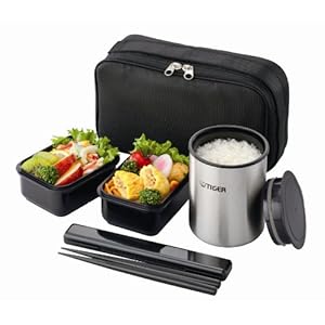 【クリックで詳細表示】TIGER まほうびん弁当箱 ブラック LWY-R030-K