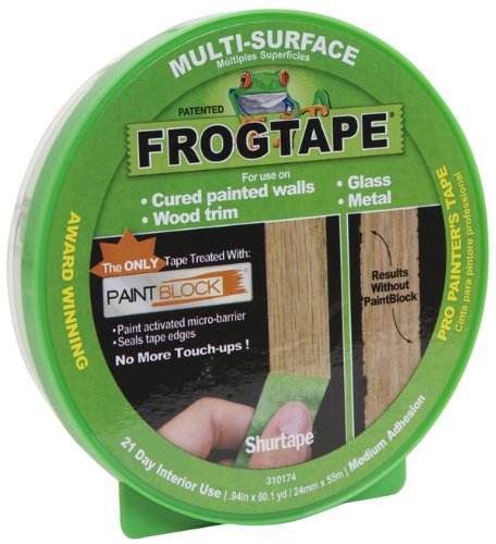 FrogTape 1358463 Multi-Surface Painting Tape, Green, 0.94-Inch Wide by 60 Yards Long