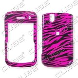 Dark Hot Pink Zebra Print Design Snap-on Faceplate Case Cell Phone Cover For BlackBerry Tour 9630 (Comes With Free AmericWireless Pin)