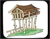 Mouse Pad with bamboo, Indonesia, wooden, stilts, 