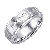 Beverly Diamonds Mens 14K WHITE GOLD DIAMOND WEDDING BAND RING Princess-Shape