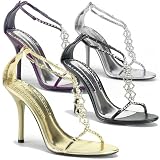 Pleaser Shoes Women's ENCHANT-18, 4'' Back-Zip T-Strap Sandal W/Rhinestones