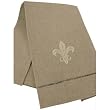 Oatmeal Fingertip or Guest Towel with White Fleur de Lis Embroidery 14 by 22 inches