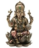 Ganesh (Ganesha) Hindu Elephant God of Success Real Bronze Powder Cast Statue, 7 1/4-inch