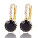 GUICX Gold Tone Captivating rhinestone Unique Party Round Black Hoop Earrings