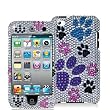 Colorful Dog Paw Bling Rhinestone Diamond Snap-On Hard Sking Case Cover for Apple Ipod Touch iTouch 4th Generation Gen 4g 4 8gb 32gb 64gb by Electromaster