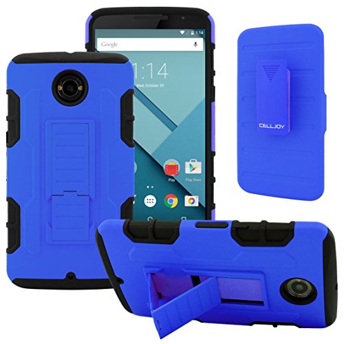 Nexus 6 Case, CellJoy [Future Armor] Motorola Nexus 6 Case Hybrid Ultra Fit Dual Protection Holster **Kickstand** [Belt Clip Holster Combo] - Rugged Case for Nexus 6 (Future Armor Cobalt Blue)