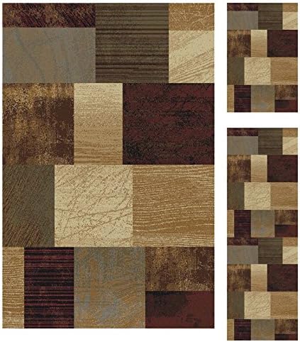 Elegance Brown Geometric Rug (Set of 3)