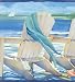Blue Beach Chairs Wallpaper Border