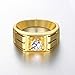 Geminis Mens Personality Gold Plated Cubic Zirconia Wide Band Rings