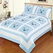 Blancho Bedding - [Sky Blue Fantasy] Hand-Appliqued Quilt Set with 25.3 OZ filling (Full/Queen Size)