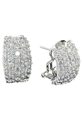 Cubic-zirconia Rhodium Finish Sterling Silver Earrings