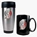 Portland Trail Blazers Stainless Steel Travel Tumbler and Black Ceramic Mug Set