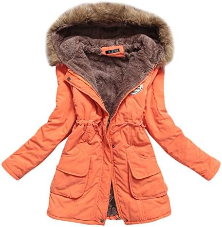 New Healer Women's Thicken Hooded Cotton-padded Coats Jacket (2X, orange)