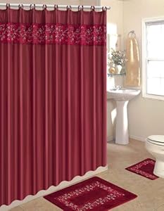 Home Dynamix HE15SV-248 Home Design Polyester 15-Piece Bathroom Set, Burgundy/Beige