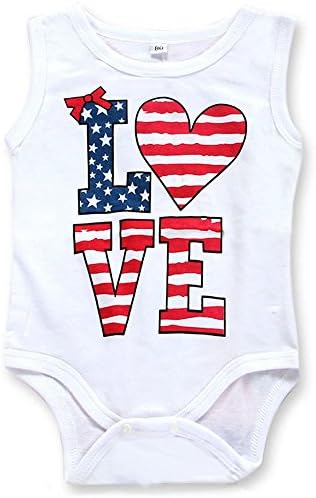 Baby Girls'American Flag Print Independence Day 3 Style for 0-18 Months