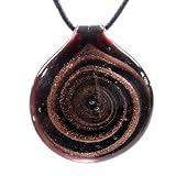 Collier pendentif de verre - Or et bronze en spirale - BIJOUX DE VERRE