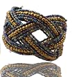 BOHO Chic Blue & Copper Bead Braided Cuff Bracelet by ACOMO Jewelry