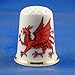 Porcelain China Collectable Thimble - Wales Dragon with Free Gift Box