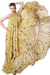 Sexy Chiffon Turtleneck Sleeveless  Sheer Full Length General Print  Dress With a Bow(s)