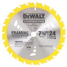 DeWalt DW3578 Series 20(TM) Construction 7-1/4 24T Thin Kerf Framing Blade (Bulk 25 Pk)