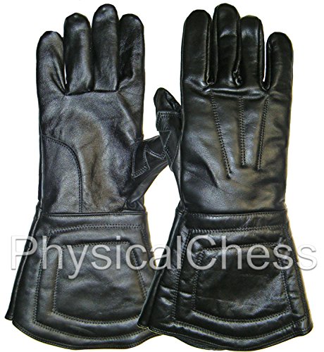 Black Leather Fencing SCA Medieval Halloween Costume Gloves, Pair