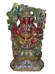 Dancing Ganesha Statue Eight Armed Temple Ganesha Wood Carving 43"