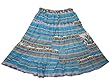 Bohemian Skirt Dusty Blue Patchwork Printed Cotton Gypsy Skirts