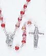 Rosary - 4mm Heart Shaped Red Beads - 17" Silver Tone - IMPORTED FROM ITALY - Boxed Rosary - 4mm Heart Shaped Red Beads - 17" Silver Tone - IMPORTED FROM ITALY - Boxed