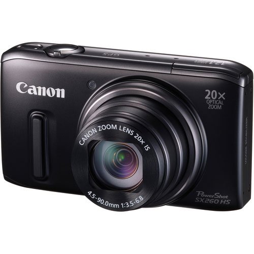 Canon PowerShot SX260 HS 12.1 MP CMOS Digital Camera with 20x Image Stabilized Zoom 25mm Wide-Angle Lens and 1080p Full-HD Video (Black)