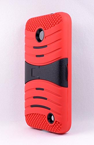 Thousand Eight(TM) For Nokia Lumia 635 - Heavy Duty Armor Stand Combo case / Hybrid Kickstand Case with Silicone Armor Skin + [Screen Protector Shield(Ultra Clear)+Thousand Eight(TM)Touch Screen Stylus] (stand case red/black)