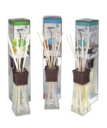Greenair All Natural Reed Diffuser Set, Aqua Blossom, Margarita and Coconut
