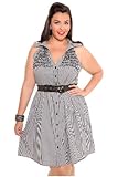 Torrid Plus Size Black and White Gingham Sleeveless Halter Dress with Belt