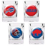 NFL Buffalo Bills Four Piece Square Shot Glass Set (Individual Logos)